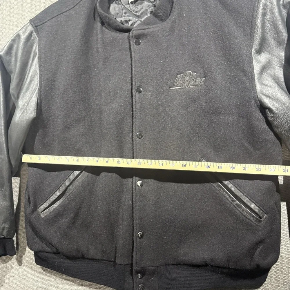 Game Sportswear Jacket Mens 2XL Black Wool Leather Dr Pepper Varsity Made USA